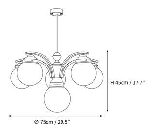 Retro adjustable round glass chandelier chrome accent ceiling