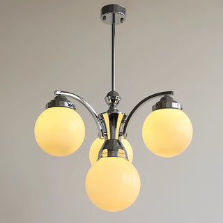 Round glass chandelier retro chrome finish for living room
