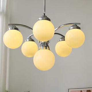 Adjustable hanging lamp retro glass chrome ceiling fixture dining