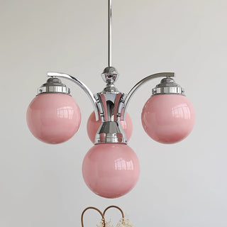 Vintage-style round glass hanging light fixture in chrome metal