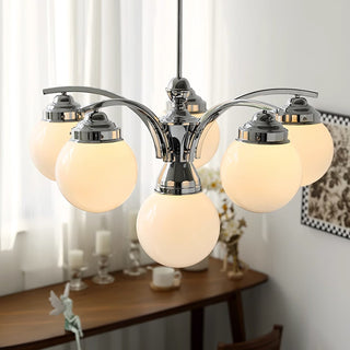 Vintage round glass pendant lamp with chrome adjustable cord