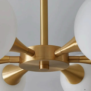 LED Hanging Ceiling Light – White Glass Chandelier With Milky Spheres Elegant Design