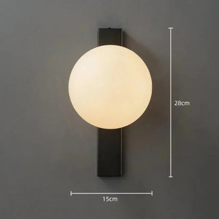 White ball wall light close-up — minimalist spherical hanging lamp
