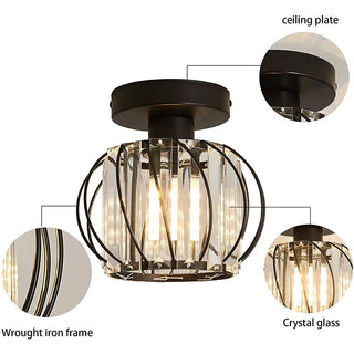 Glass Hallway Ceiling Light - Modern Luxury Semi-Flush Mount Fixture with Iron & Glass