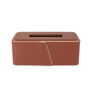 executive leather desk set cognac office accessories beige edge detailing side view