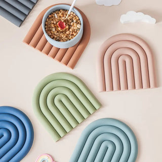 heat insulation pan pad silicone trivet kitchen heat mat stackable close-up
