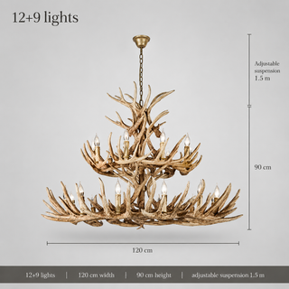 Resin Antler Chandelier – Botanical Style Ceiling Pendant Light With Durable Lacquered Frame