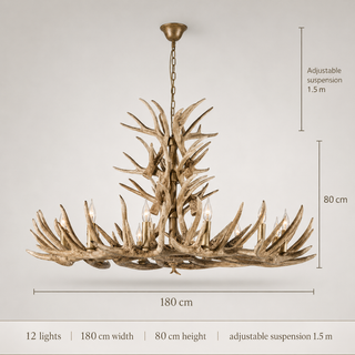 Resin Antler Chandelier – Botanical Style Ceiling Pendant Light With Durable Lacquered Frame
