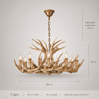 Resin Antler Chandelier – Botanical Style Ceiling Pendant Light With Durable Lacquered Frame
