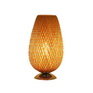 Eco-friendly bamboo lamp front — lattice design natural light