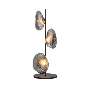 Blown glass crystal lamp front view — elegant orbs warm glow