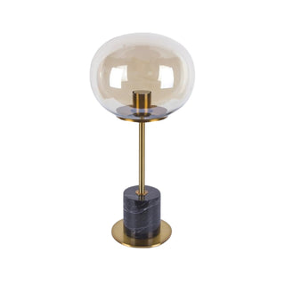 Elegant marble sphere lamp — glass globe side angle