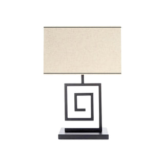 Black metal geometric base table lamp — spiral design front