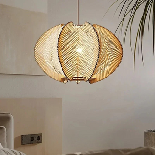 Bamboo Wood Pendant Light – Nordic Pendant Light With Adjustable Cord & Warm Ambient Lighting
