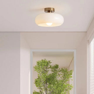 Vintage Glass Ceiling Light – Round Amber Pendant with Adjustable Hanging