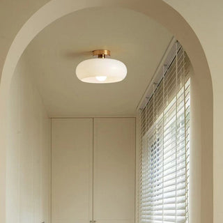 Vintage Glass Ceiling Light – Round Amber Pendant with Adjustable Hanging