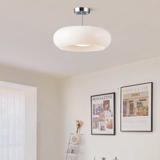 Vintage Glass Ceiling Light – Round Amber Pendant with Adjustable Hanging