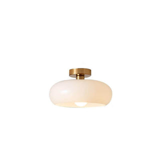 Vintage Glass Ceiling Light – Round Amber Pendant with Adjustable Hanging