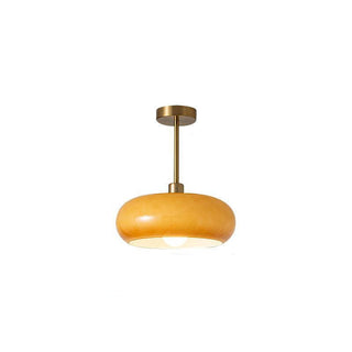 Vintage Glass Ceiling Light – Round Amber Pendant with Adjustable Hanging