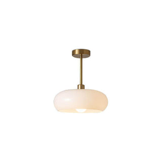 Vintage Glass Ceiling Light – Round Amber Pendant with Adjustable Hanging