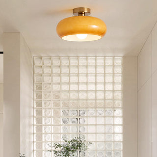 Vintage Glass Ceiling Light – Round Amber Pendant with Adjustable Hanging
