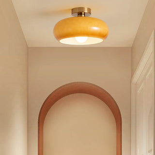 Amber glass ceiling lamp, vintage round pendant adjustable