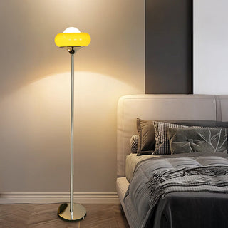 Vintage Bauhaus lamp illuminated — iron glass warm ambient