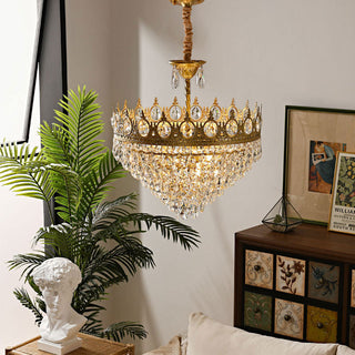 Gold French crystal chandelier ornate vintage ceiling lamp