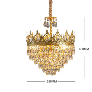 Gold vintage ornate crystal French chandelier ceiling pendant