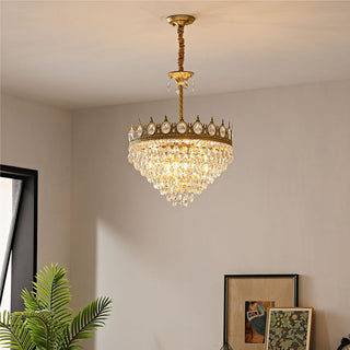 French ornate chandelier vintage crystal gold pendant ceiling