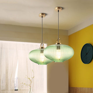 Retro lantern glass lamp with deep green shade