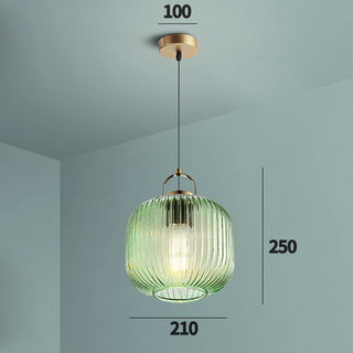 Suspension Rétro - Luminaire Suspendu en Verre Lanterne Verte avec Éclat de Style Vintage