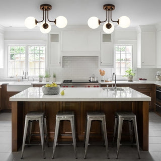 Multi head warm ceiling light glass ball – retro fixture