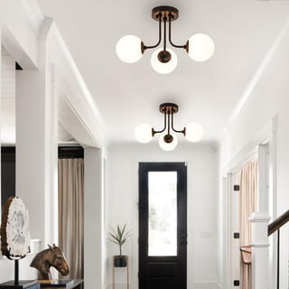Retro ceiling lamp glass balls – multi head warm close-up