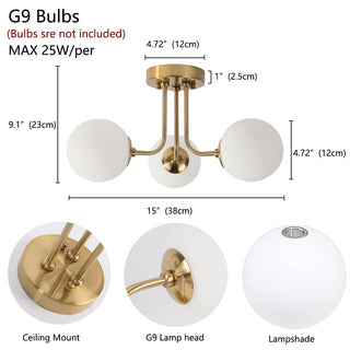 Retro Glass Ceiling Light – Multi Heads Ceiling Lamp with Warm Glow and Glass Balls