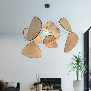 Rattan kitchen pendant with adjustable boho hanging