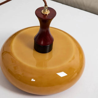 Dome pendant in yellow — retro wooden kitchen lamp