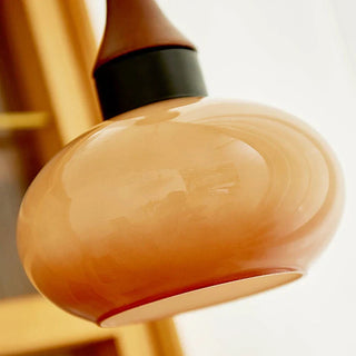 Suspension Dôme Jaune – Luminaire Rétro avec Accents en Bois pour Îlot de Cuisine