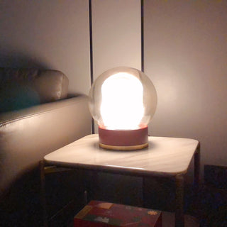 Modern round glass table light — metal wood sleek contemporary