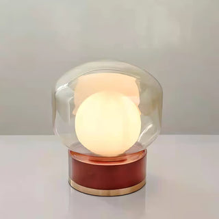 Glass metal round lamp — contemporary wood warm setting