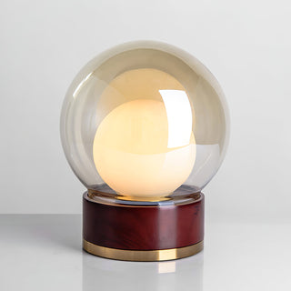 Modern glass table light side — round metal wood warm