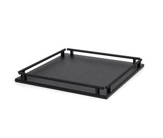 leather square tray pinetti knurled handle decorative serving close-up