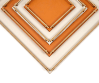 leather square tray pinetti knurled handle decorative serving lifestyle view