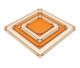 leather square tray pinetti knurled handle decorative serving angle view