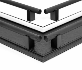 leather square tray pinetti knurled handle decorative serving detail