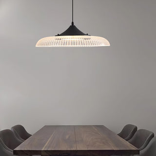 Gold black pendant side view — modern LED bowl ceiling lamp