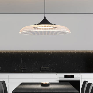 LED bowl pendant lamp detail — gold black modern ceiling fixture