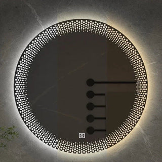 LED round adjustable smart bathroom mirror detail