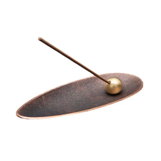 bronze incense holder handcrafted metal tray burning incense side view