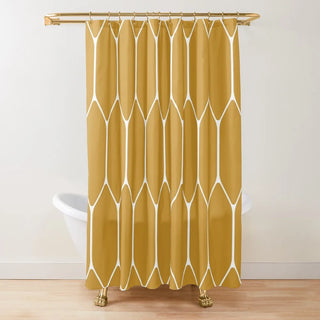 eco-friendly honeycomb hexagonal polyester bathroom waterproof shower curtain close-up
